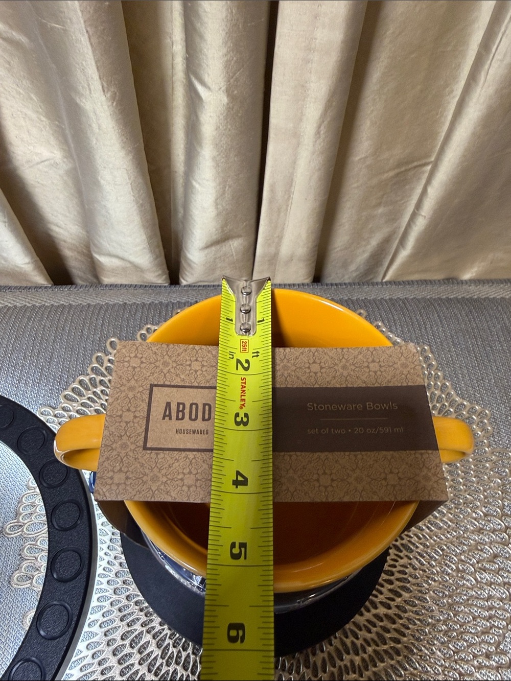 Stacked Ceramic Soup Bowls Set - Yellow & Blue - Picture 5 of 6